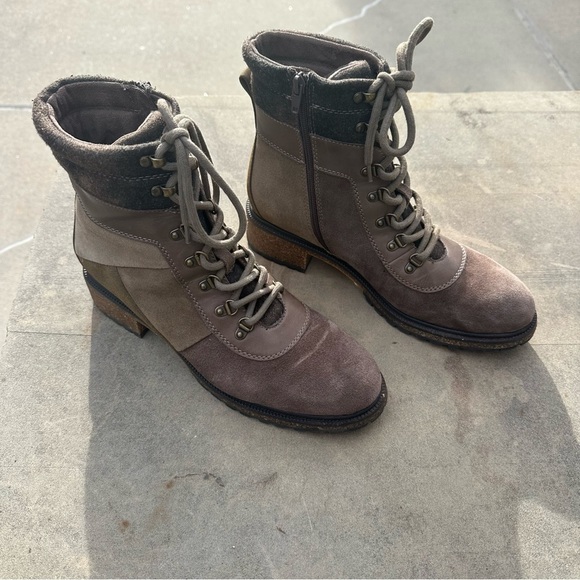 Earth Elements Tessa Lace Up Combat Hiker Boots Leather Mushroom Size 11 EUC - Picture 1 of 10